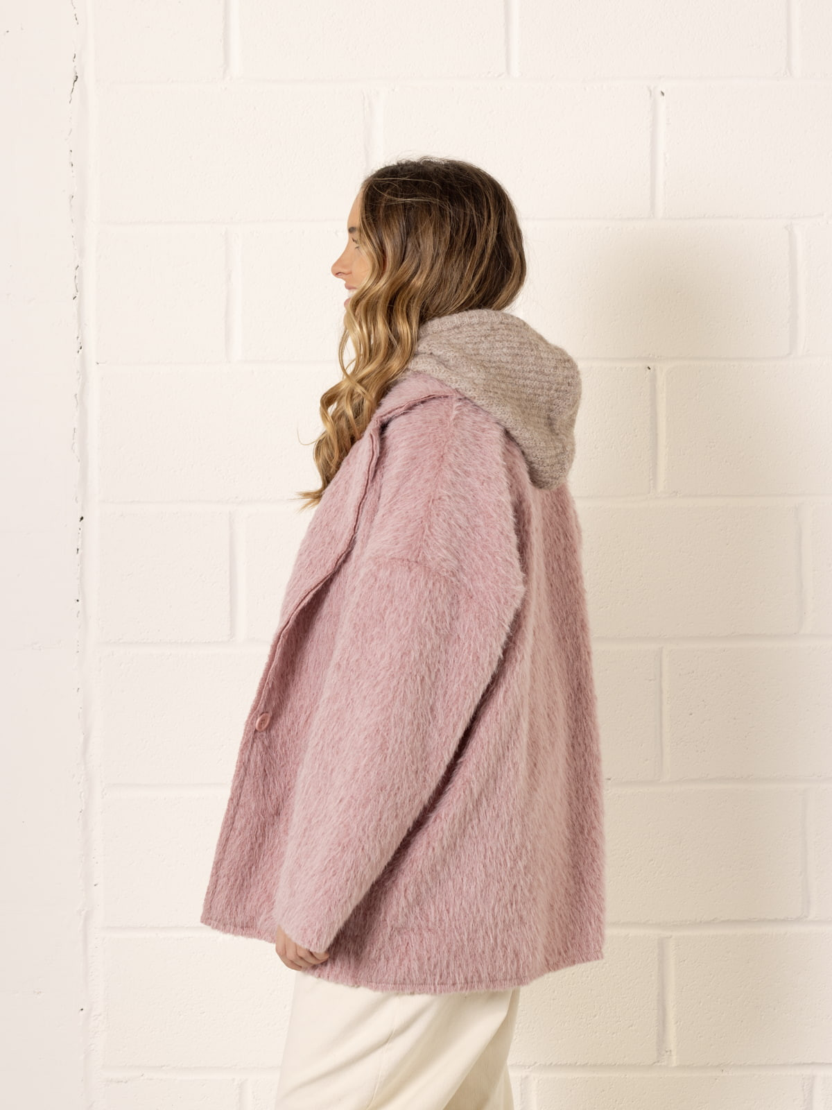 Soft mohair-like fur jacket  Pink claro colour