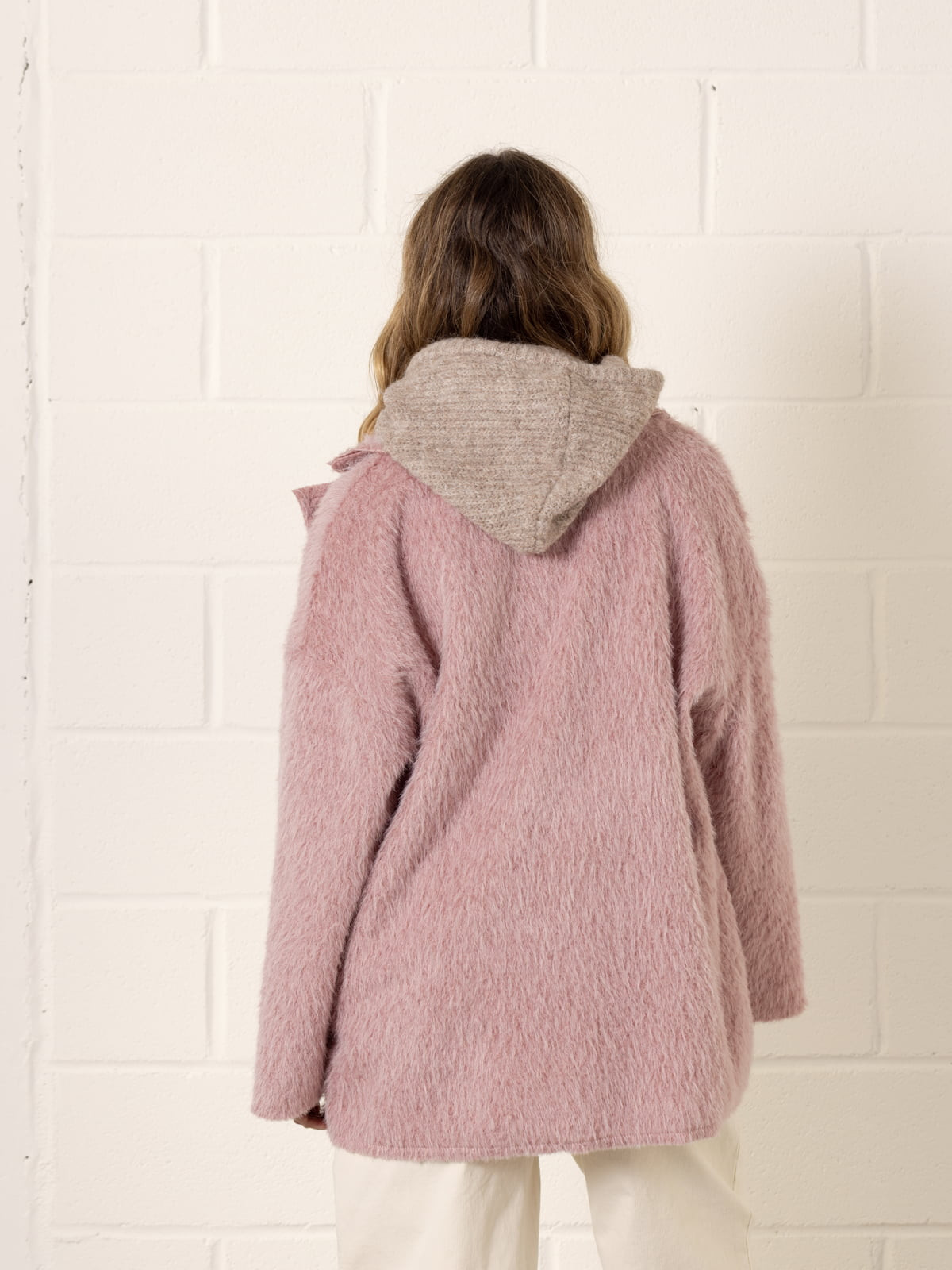 Chaquetón soft pelo mohair like color Rosa claro