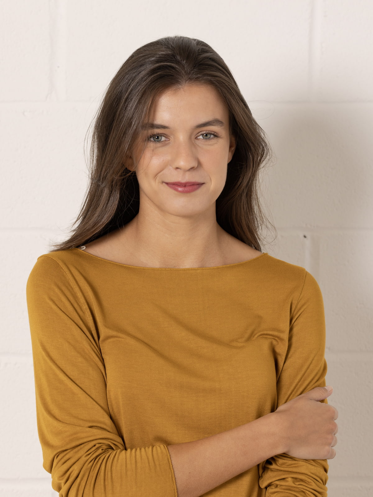 Camiseta soft con cachemires color Ocre