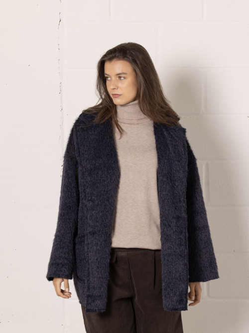 Soft mohair-like fur jacket  azul noche colour