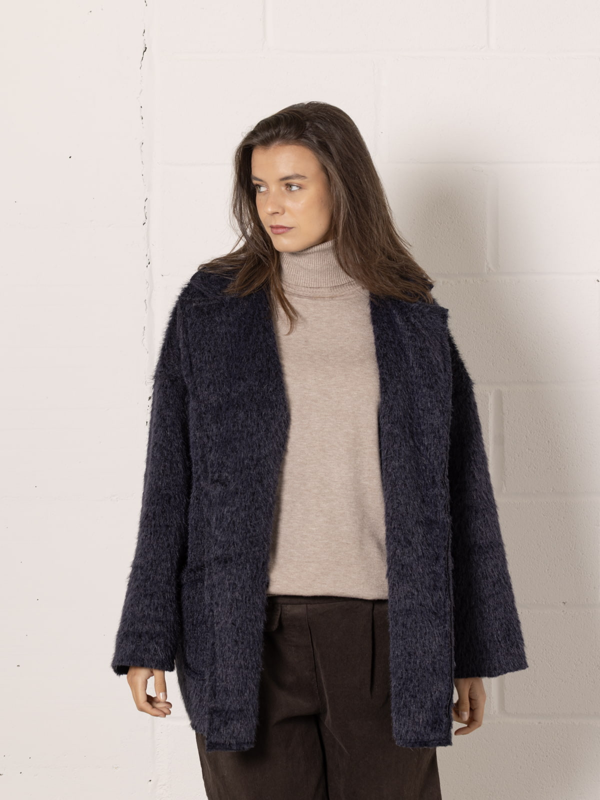 Soft mohair-like fur jacket  azul noche colour