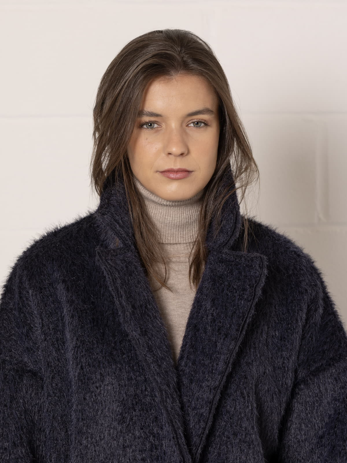 Chaquetón soft pelo mohair like color azul noche