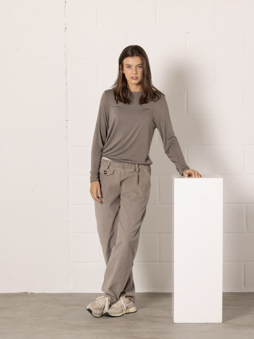 Momfit stretch micro-corduroy trousers  Taupe colour