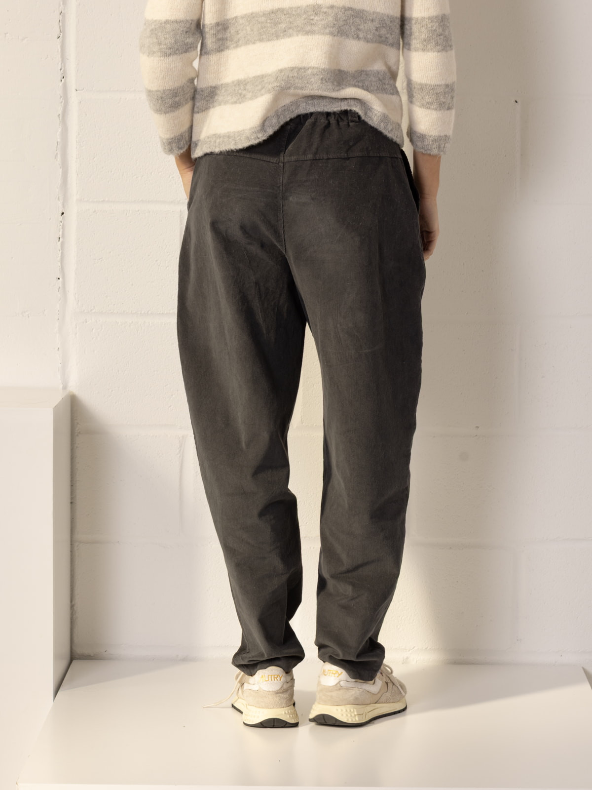 Momfit stretch micro-corduroy trousers  Grey colour