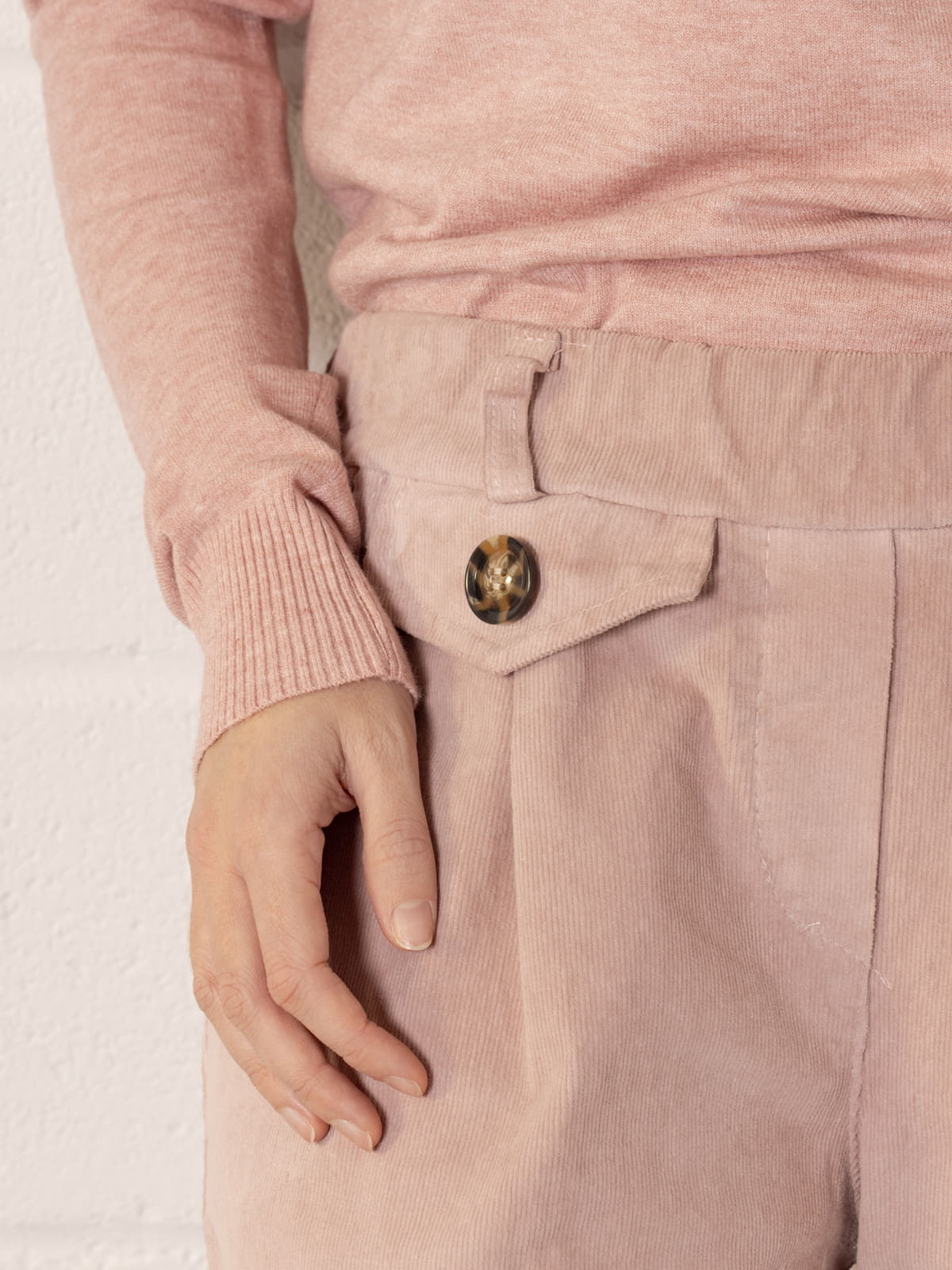 Momfit stretch micro-corduroy trousers  Pink claro colour