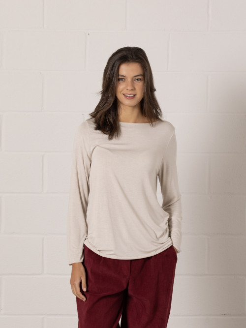 Soft T-shirt with paisley print  Beige colour