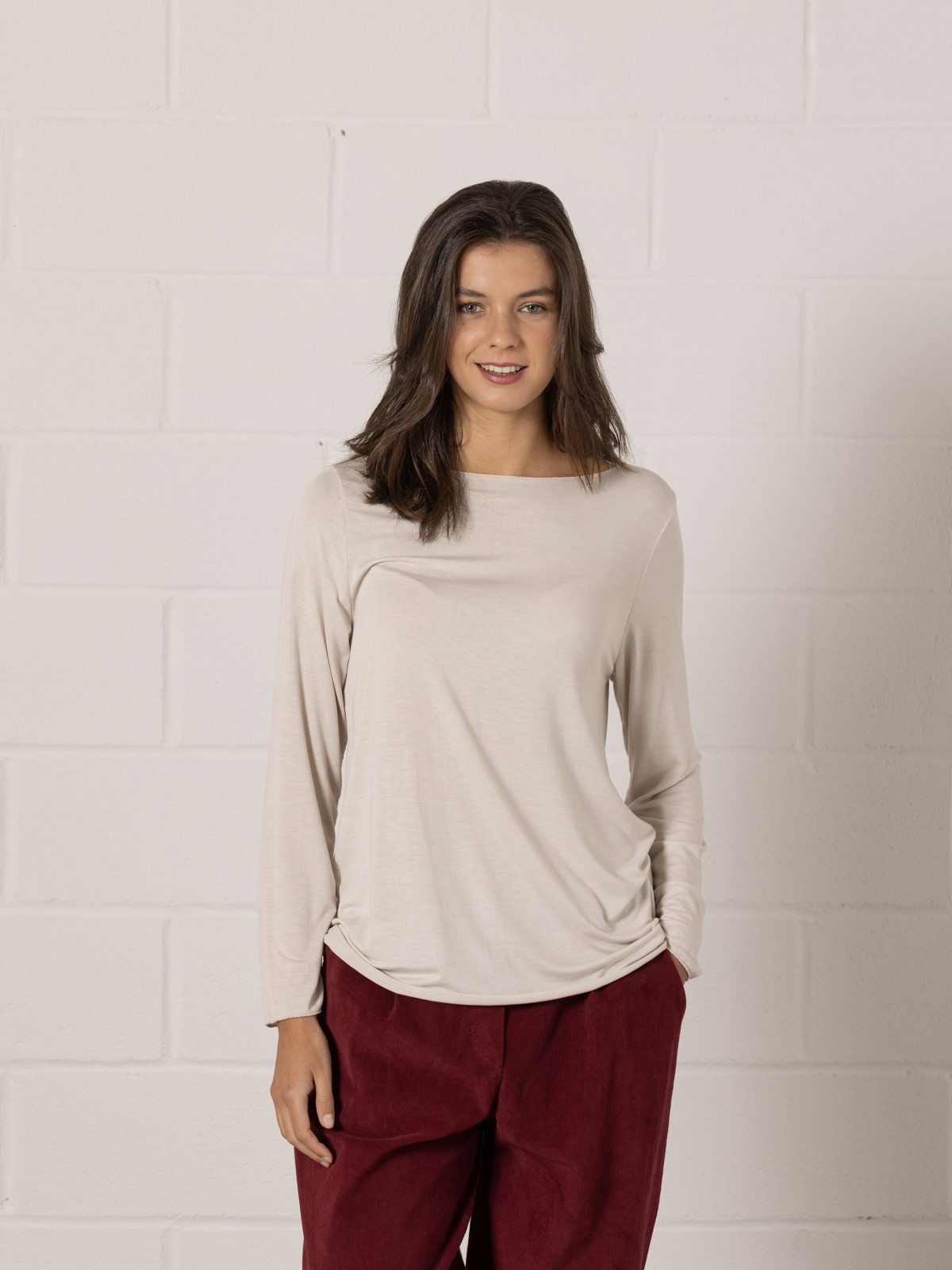 Soft T-shirt with paisley print  Beige colour