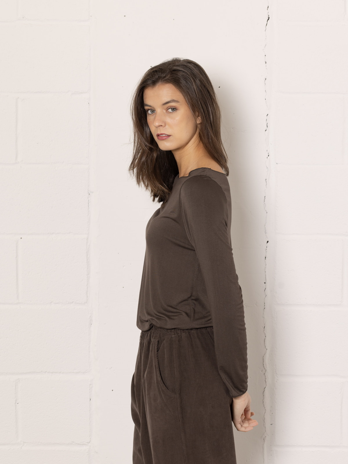 Camiseta soft con cachemires color Marrón 