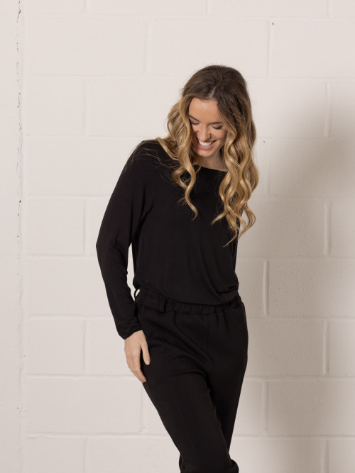Camiseta soft con cachemires color Negro