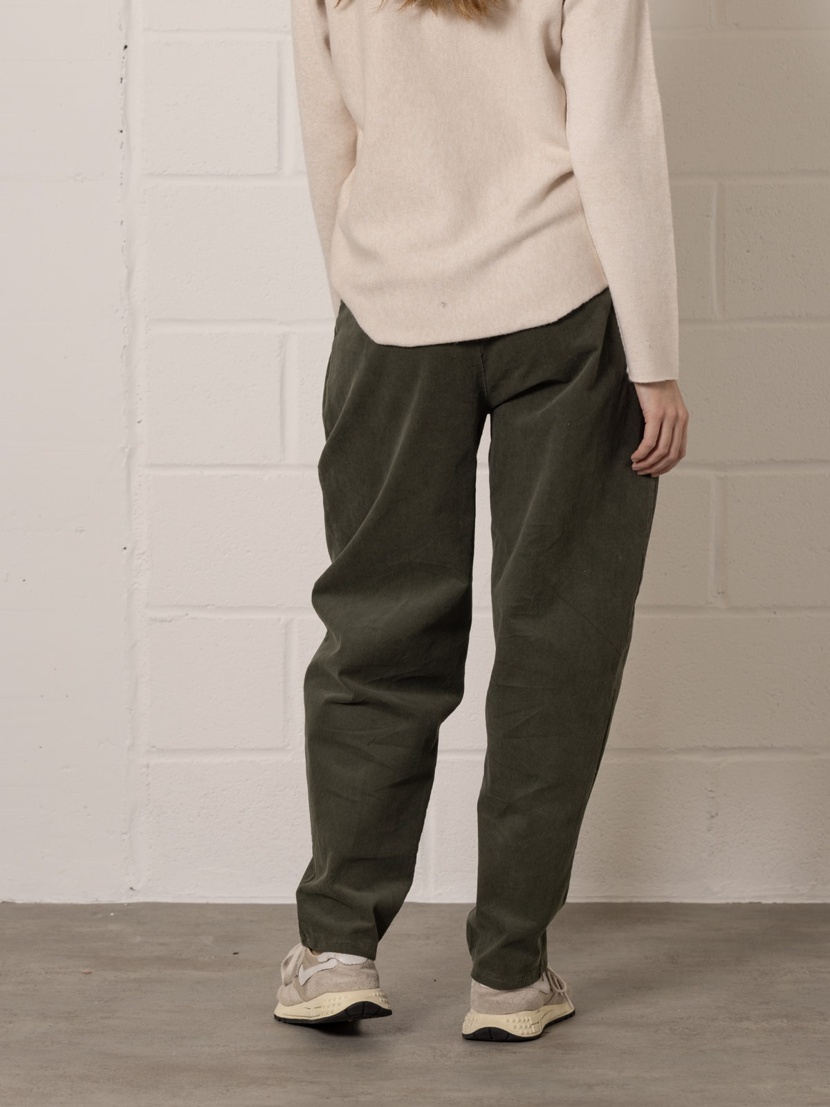 Momfit stretch micro-corduroy trousers  Khaki colour