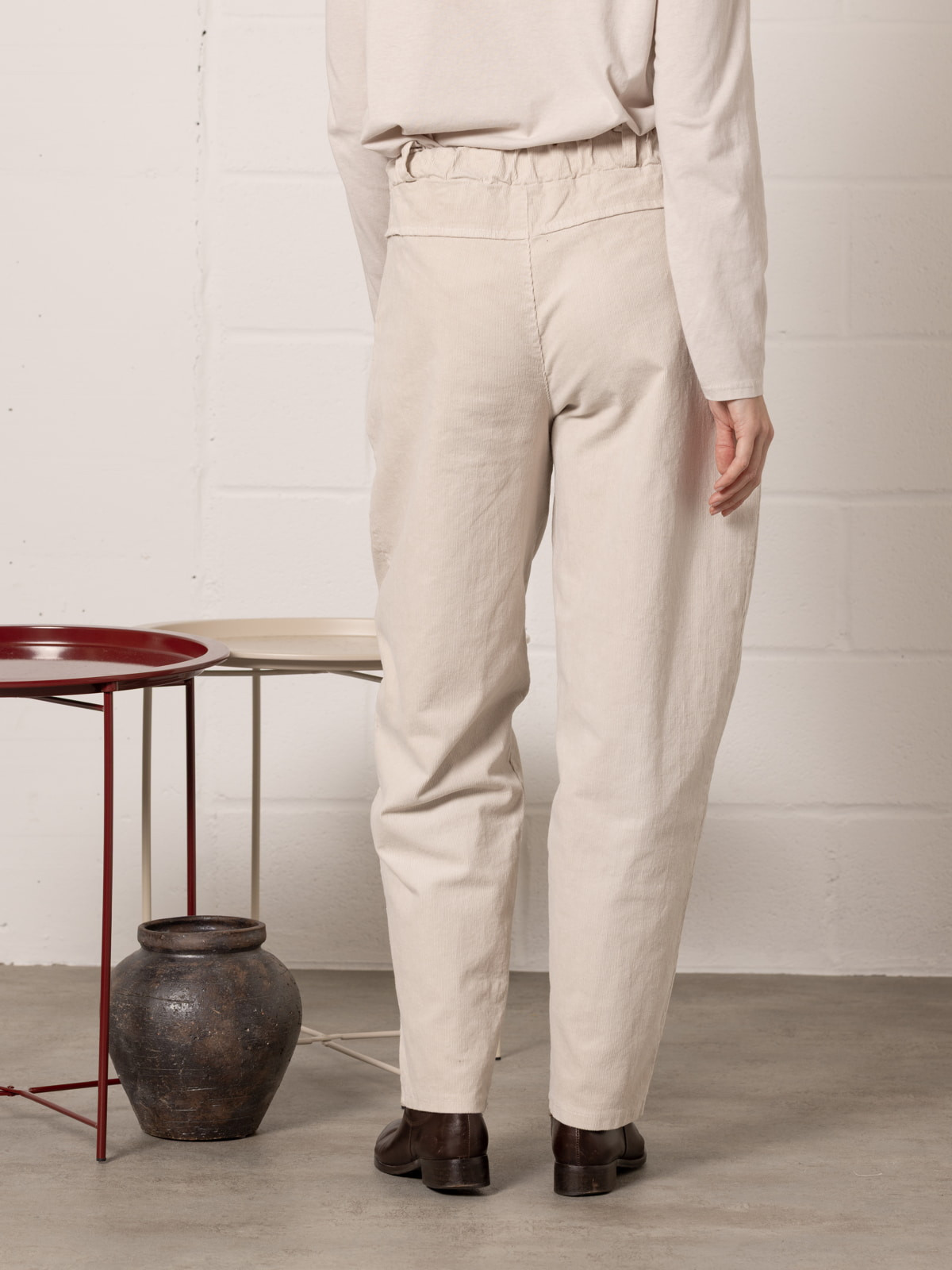 Momfit stretch micro-corduroy trousers  Beige colour