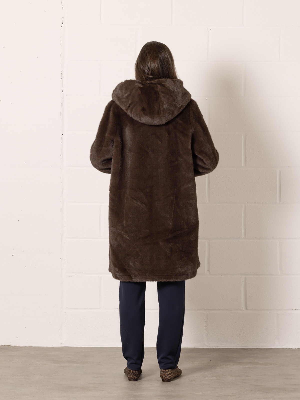 Midi jacket with hood  Marrón  colour