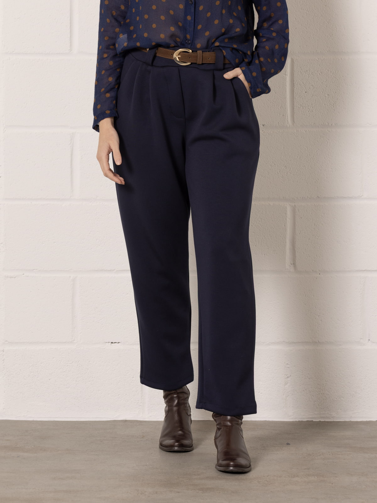 fluid pleated pants  azul noche colour