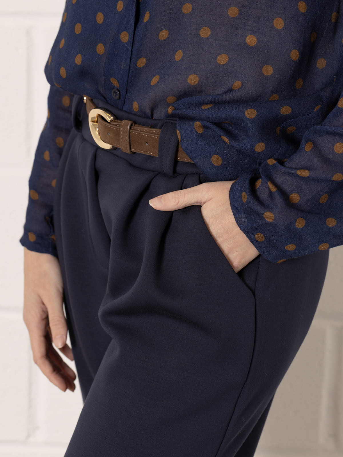 fluid pleated pants  azul noche colour