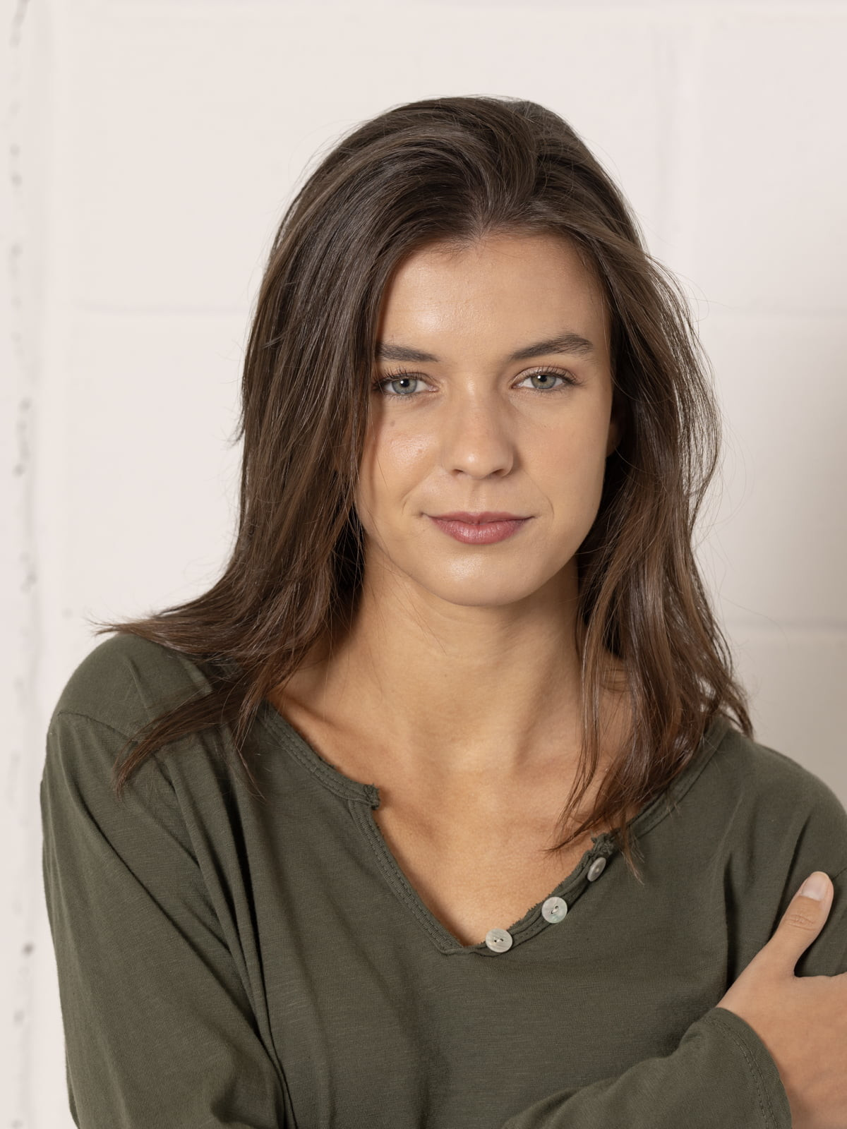 Vintage cotton 3-button t-shirt  Khaki colour