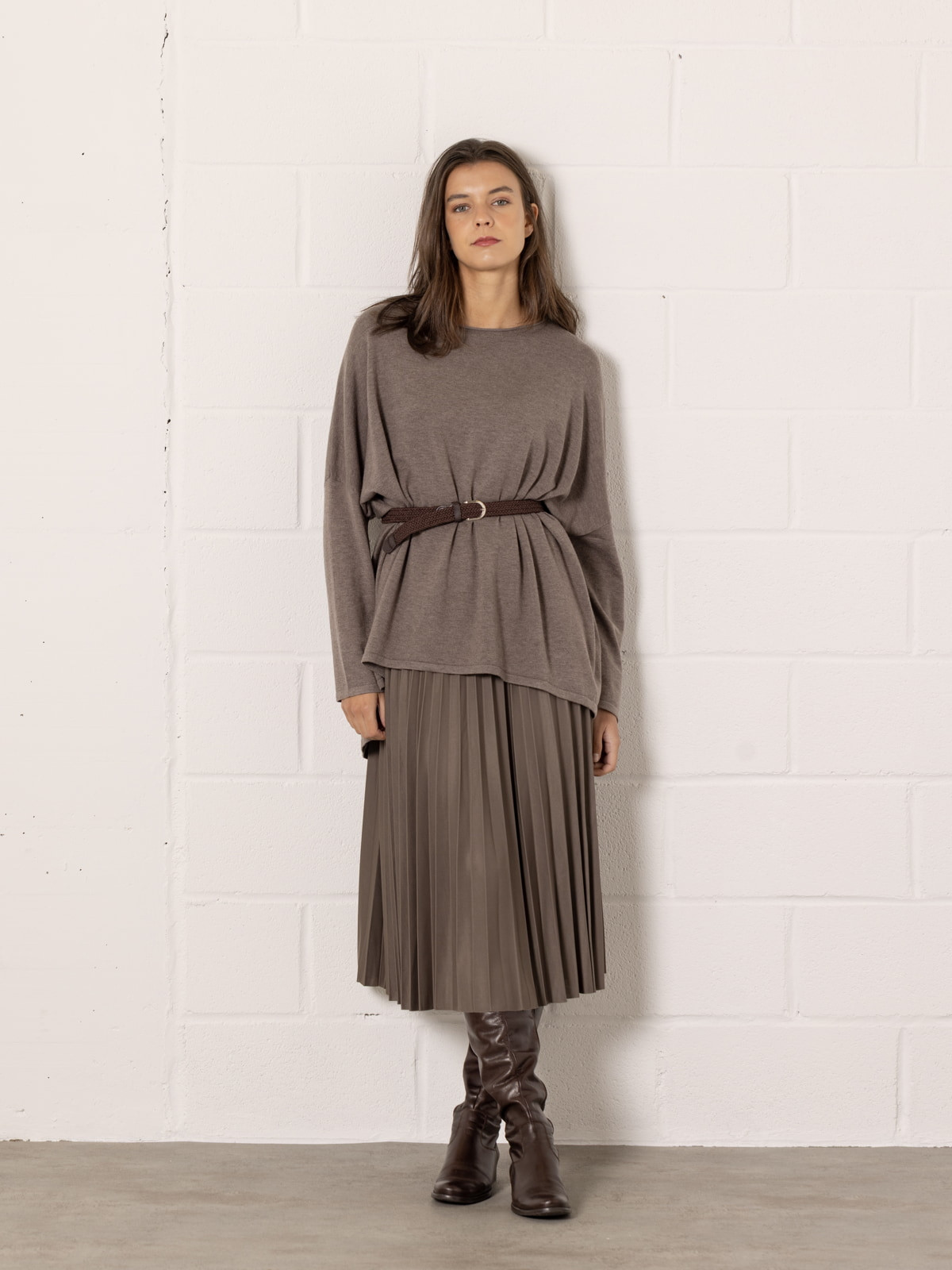 Thin braid belt  Marrón  colour