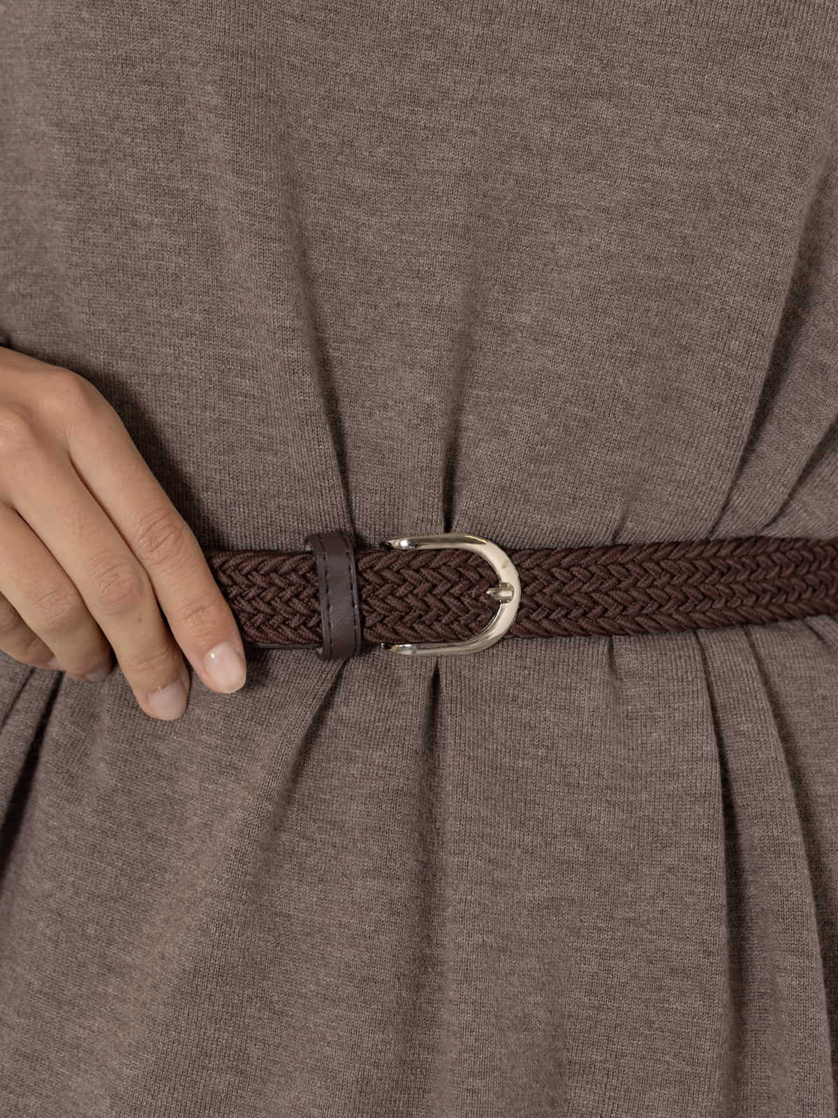 Thin braid belt  Marrón  colour