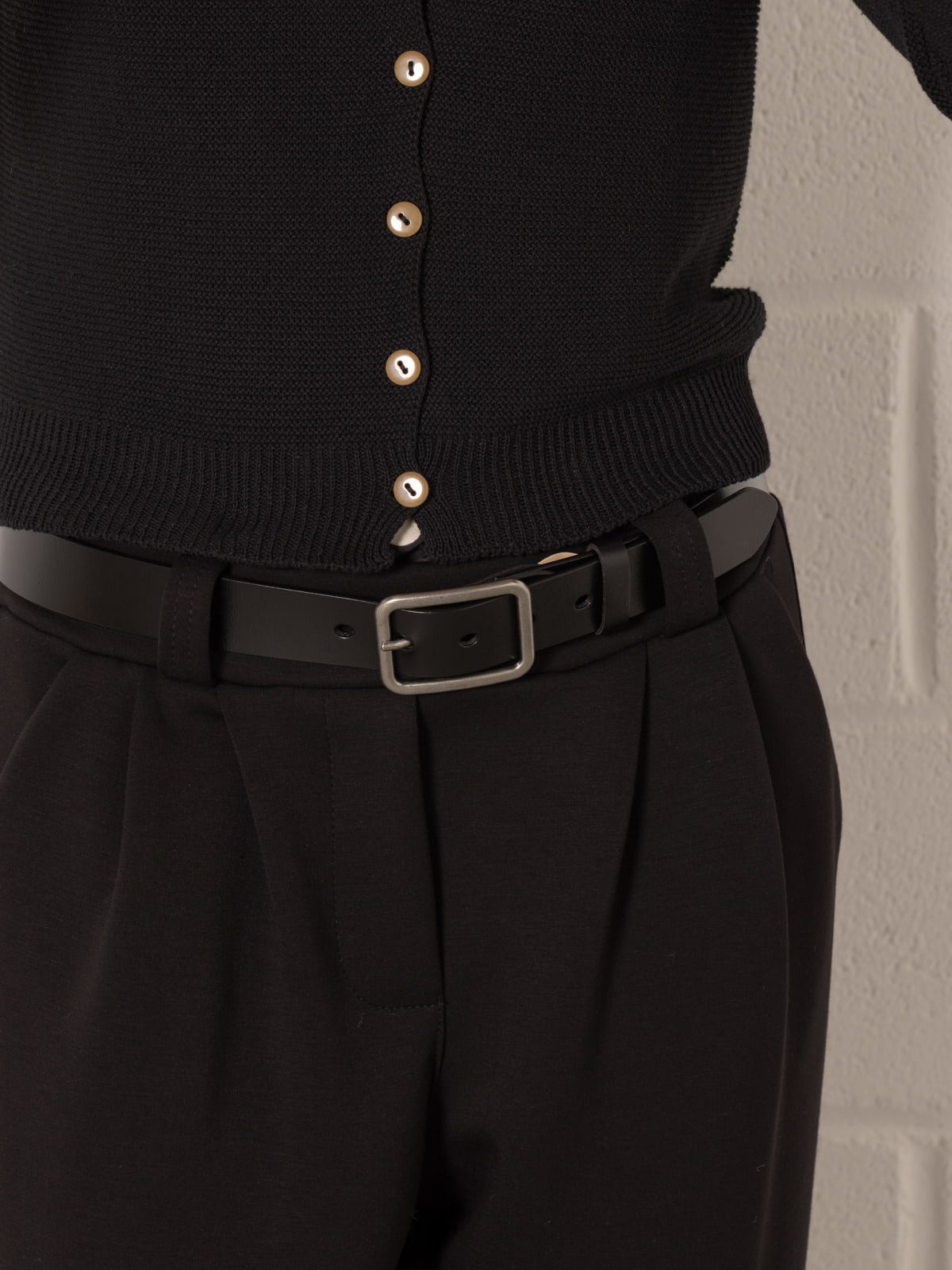 cinturon piel hebilla rectangular color Negro