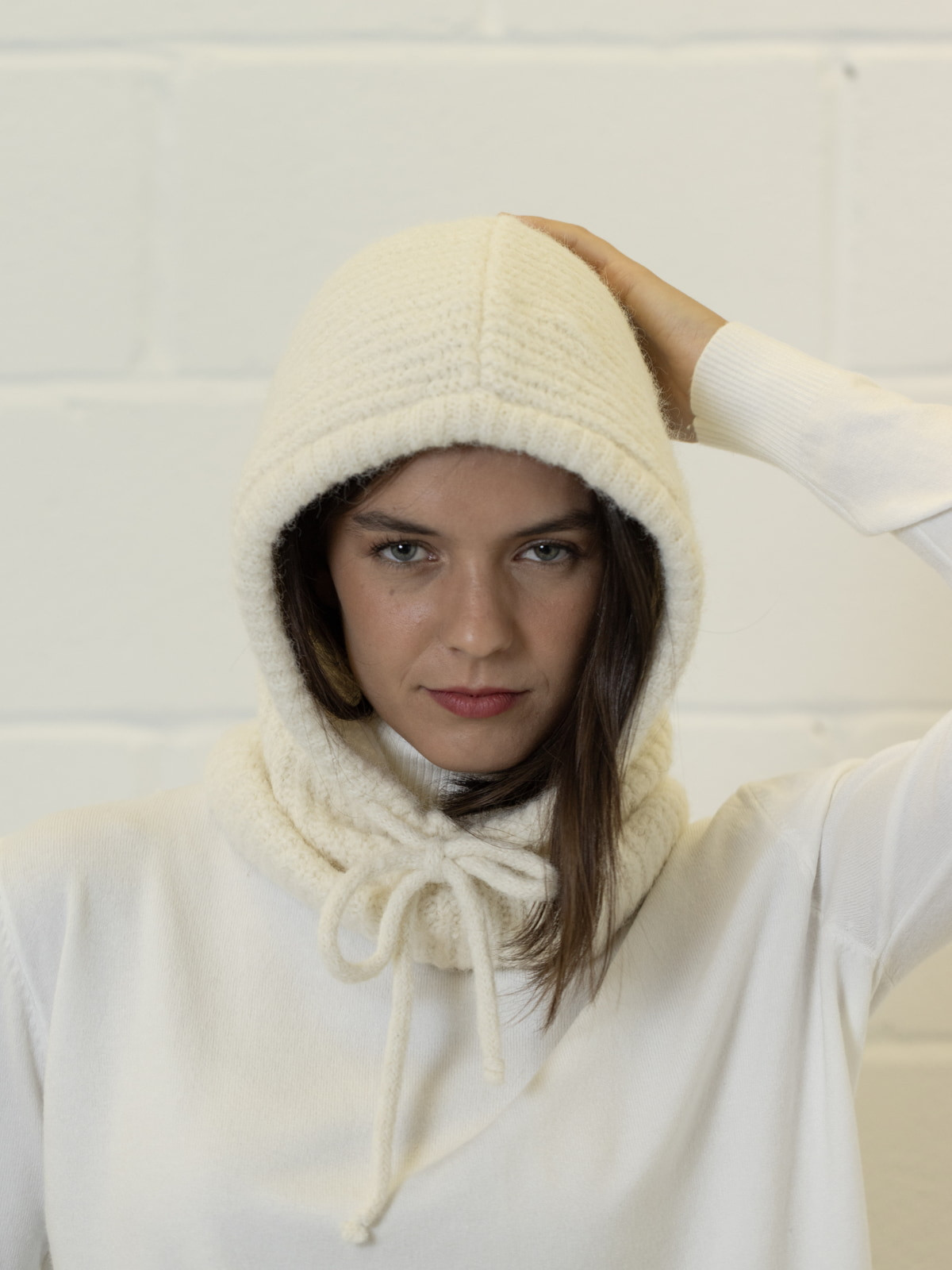 capucha trendy lana color Crudo