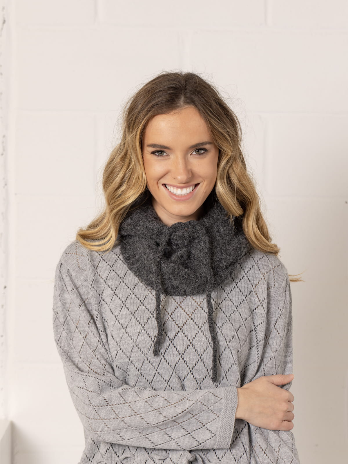 trendy wool hoodie  Grey Dark colour