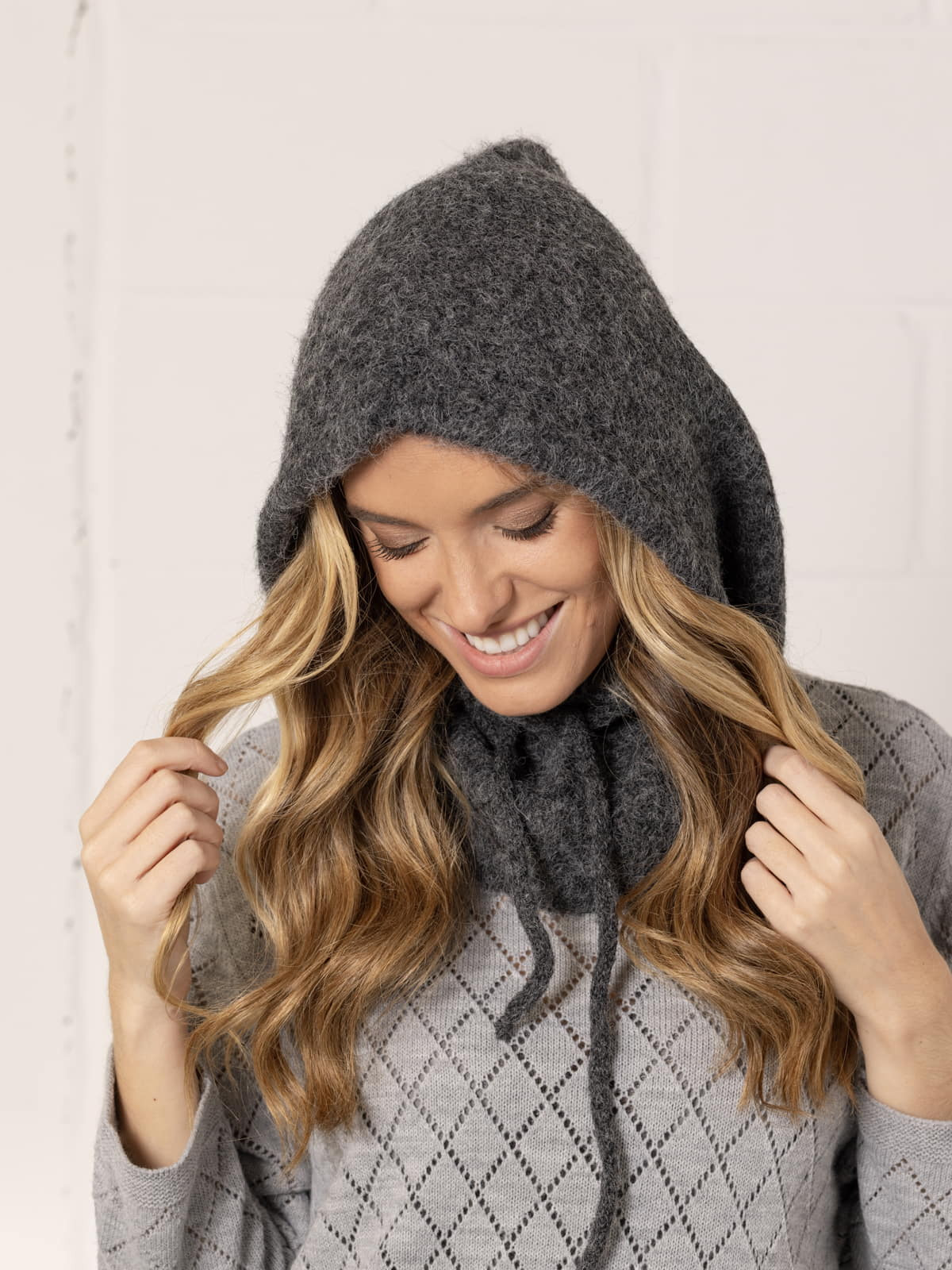 trendy wool hoodie  Grey Dark colour