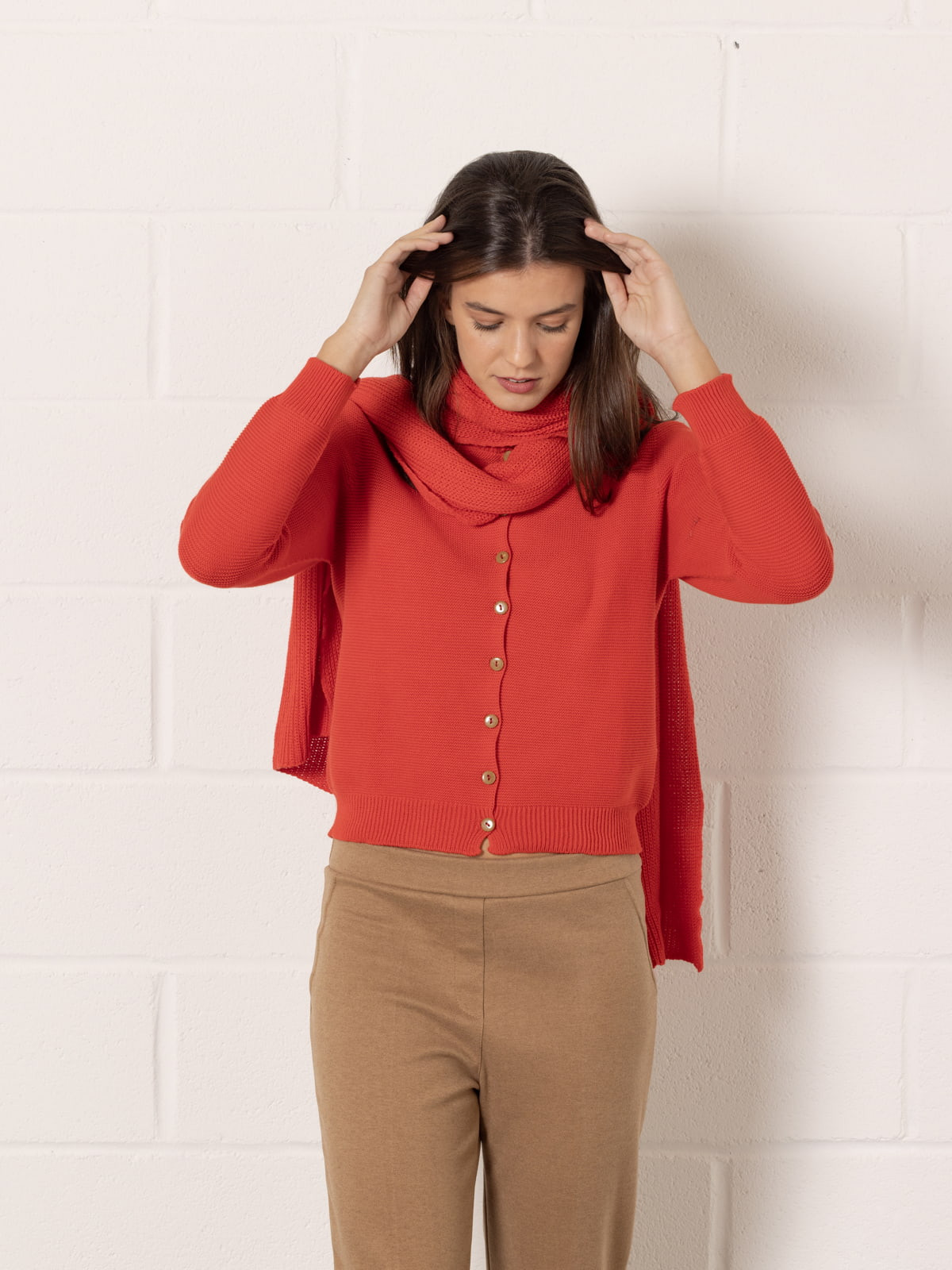 Bufanda brandy brillo color Rojo