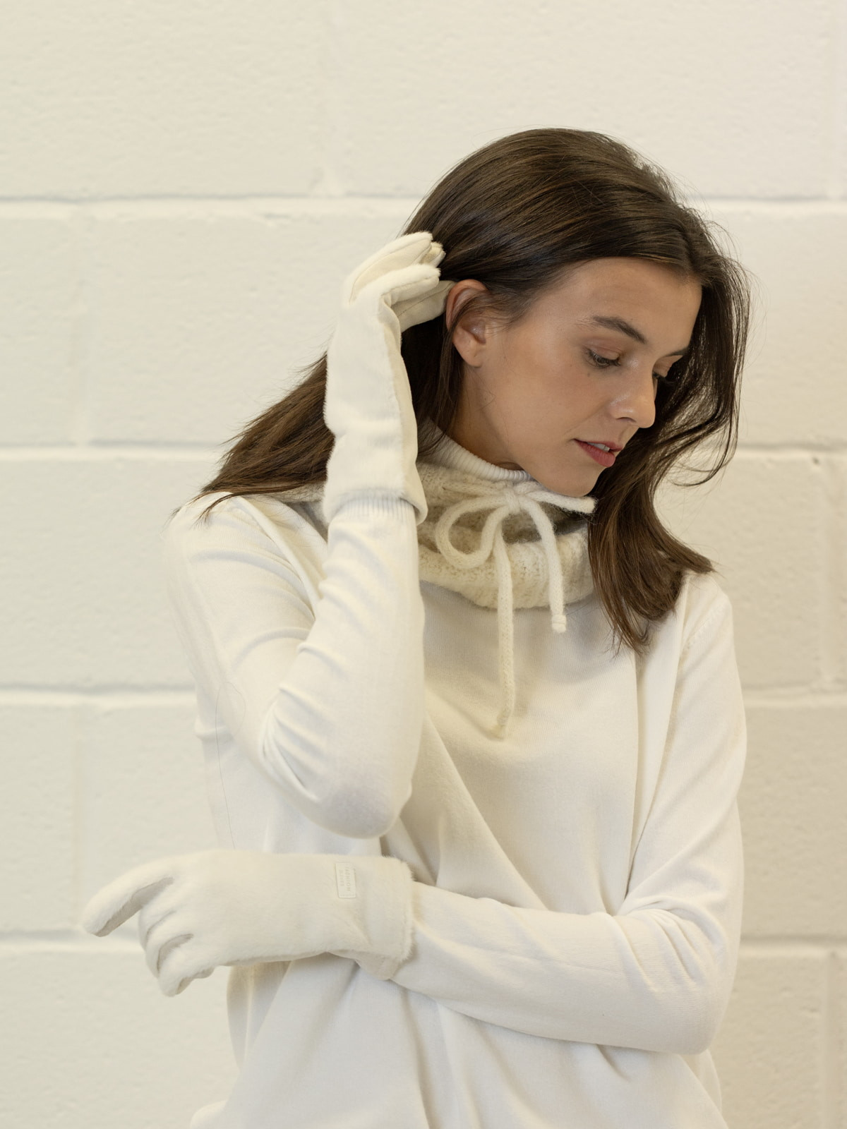 Guantes pelo arriba color Crudo