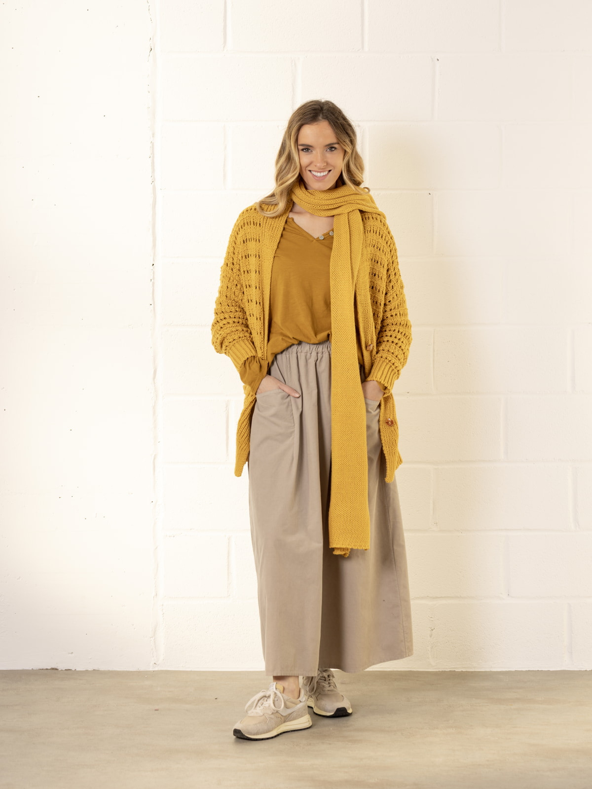 Handmade scarf  Ocher colour