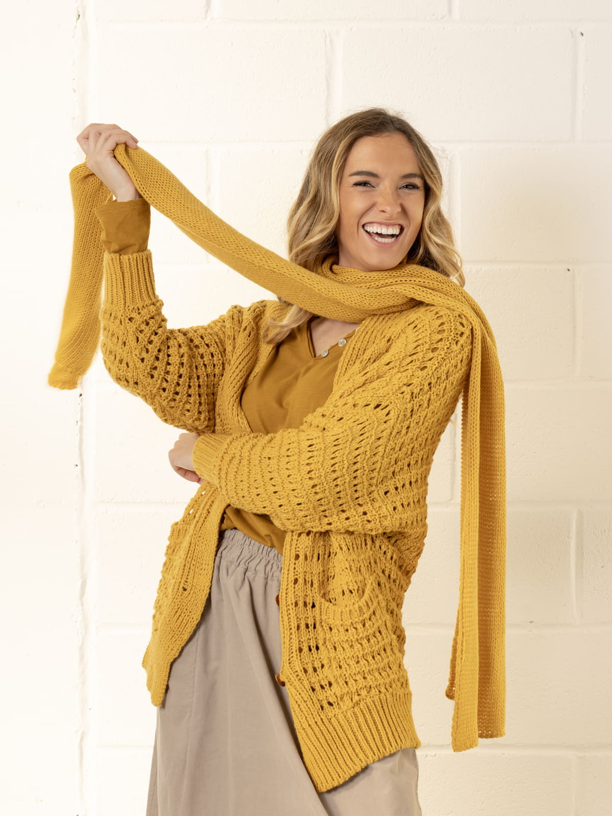 Handmade scarf  Ocher colour