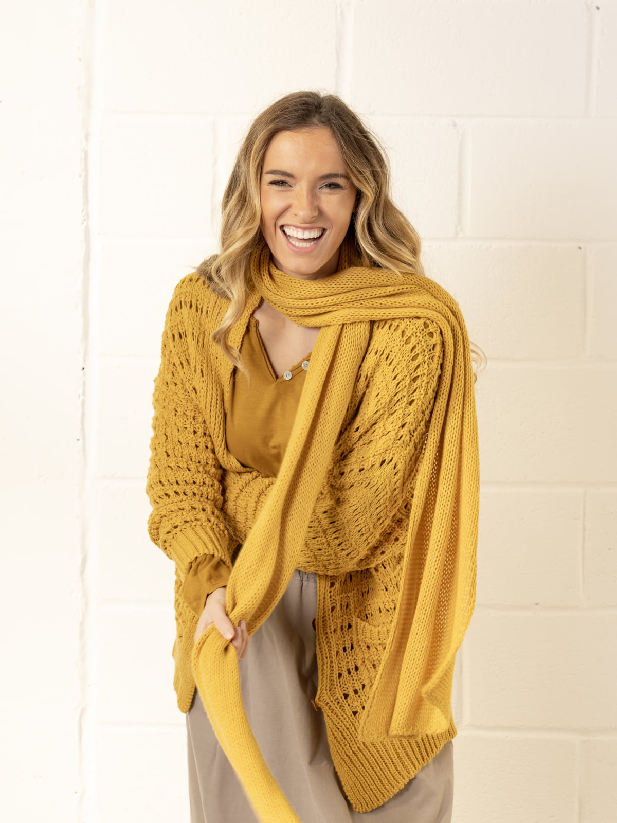 Handmade scarf  Ocher colour