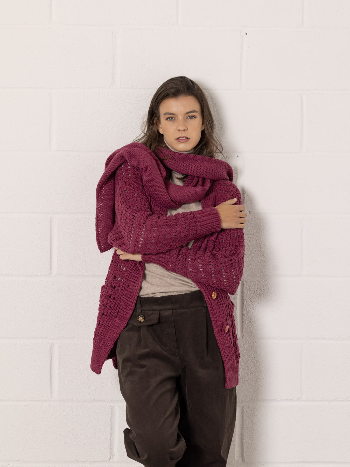 Bufanda handmade color Malva