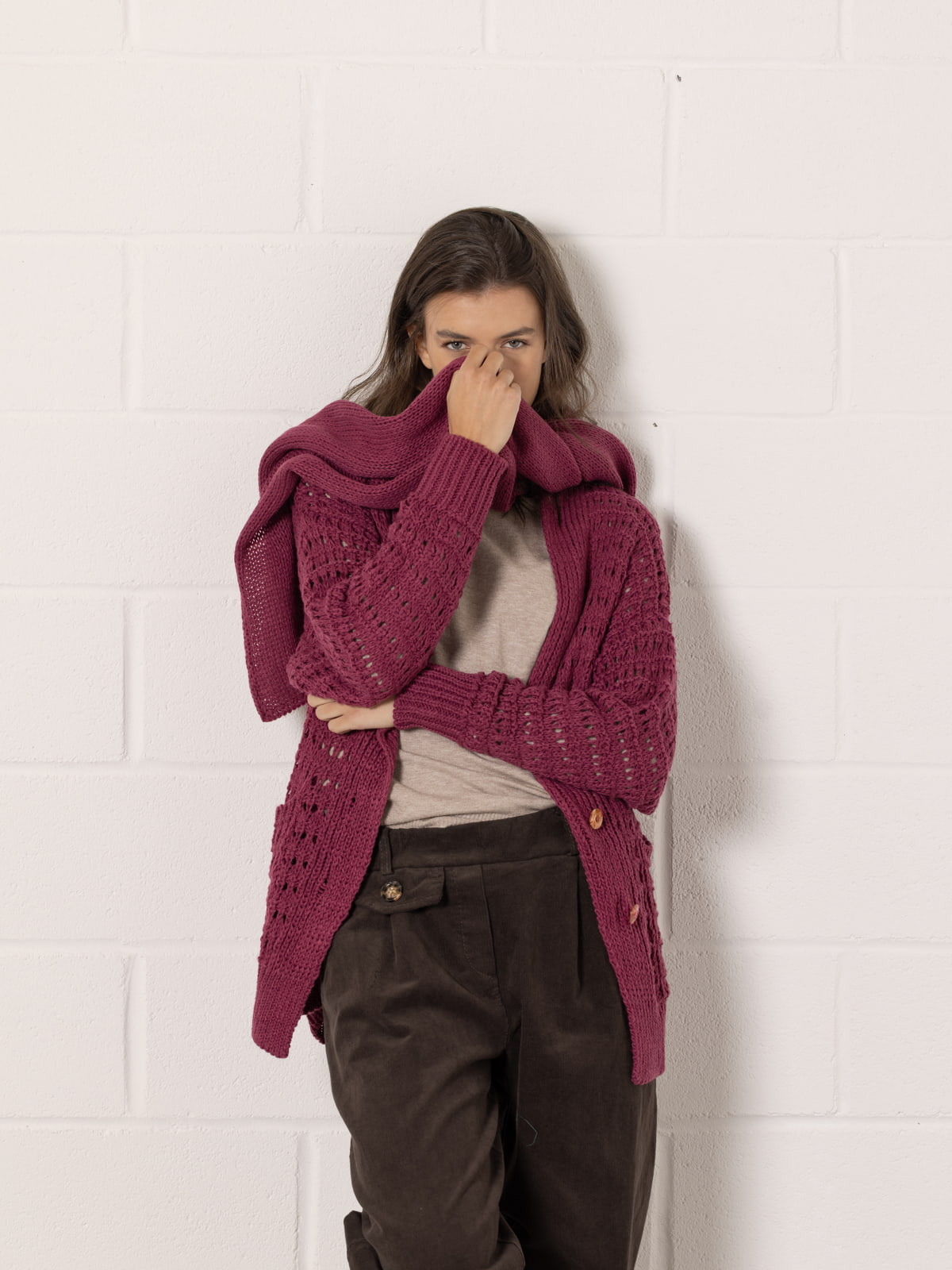 Bufanda handmade color Malva