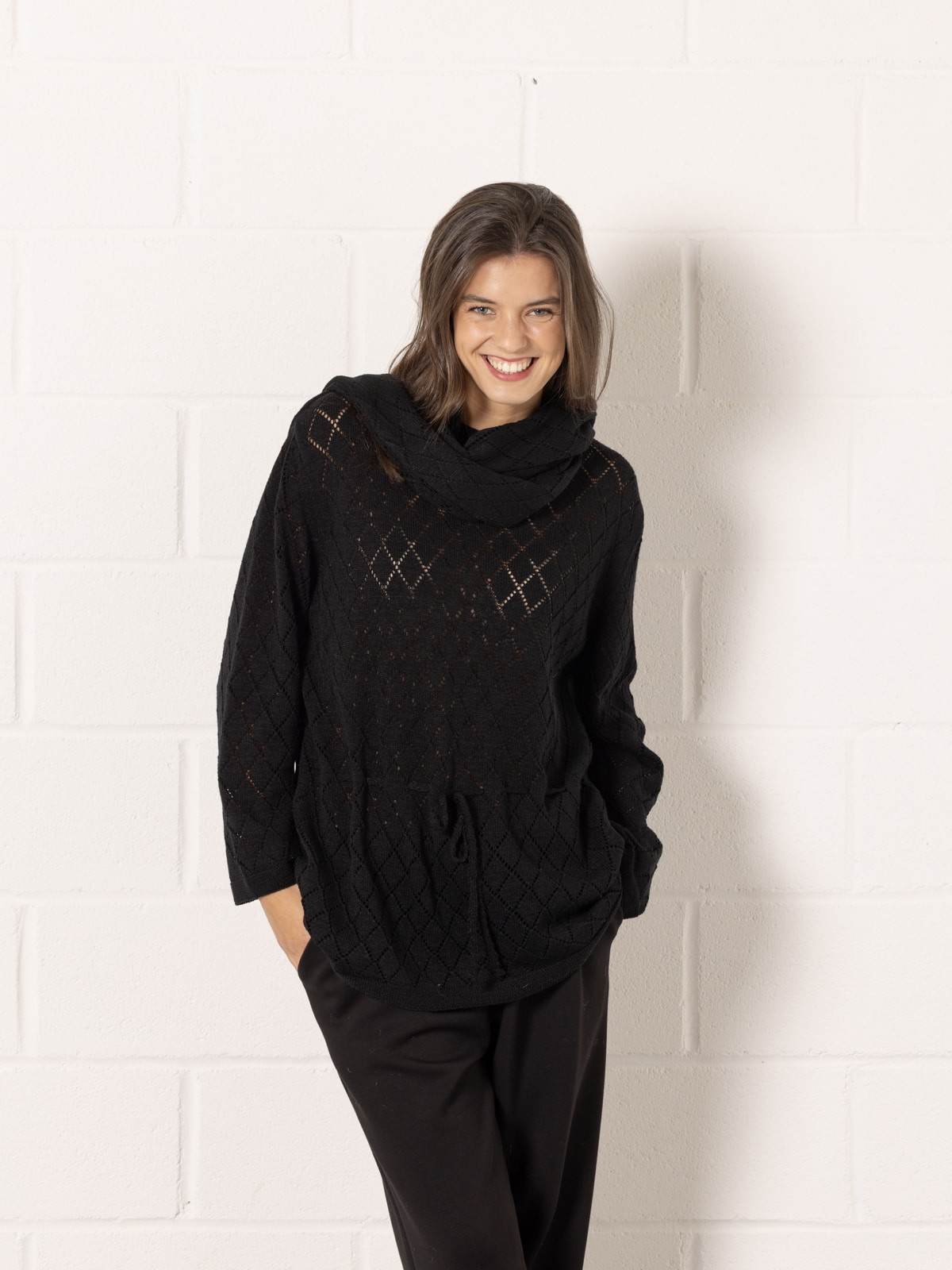 Bufanda rombos lisa color Negro