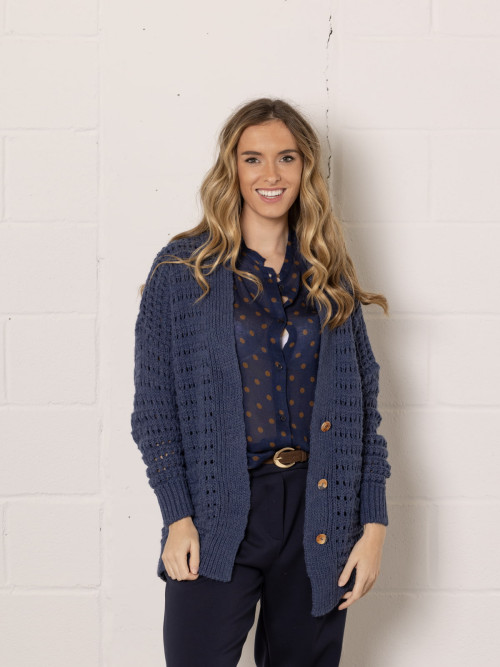 Oversized knitted jacket  Blue colour
