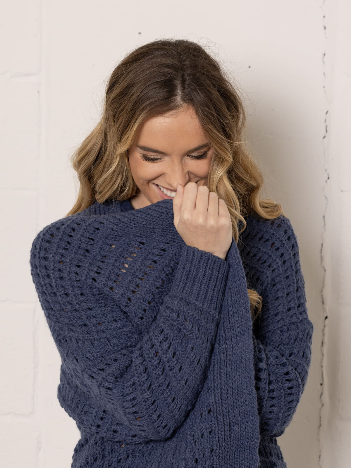 Oversized knitted jacket  Blue colour