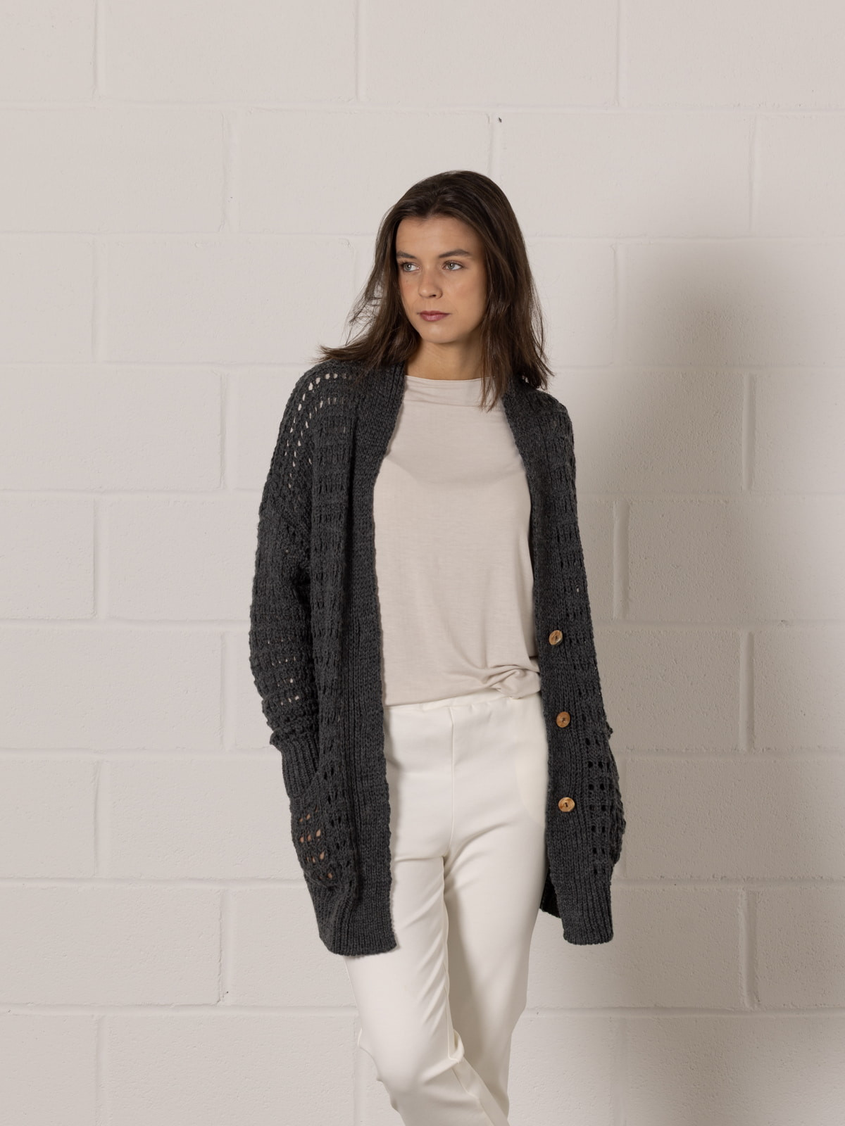 Oversized knitted jacket  Grey colour