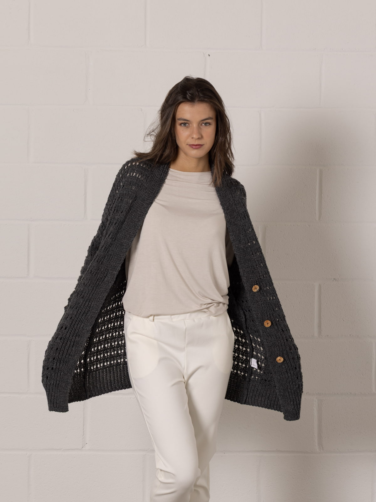 Chaqueta punto oversize color Gris
