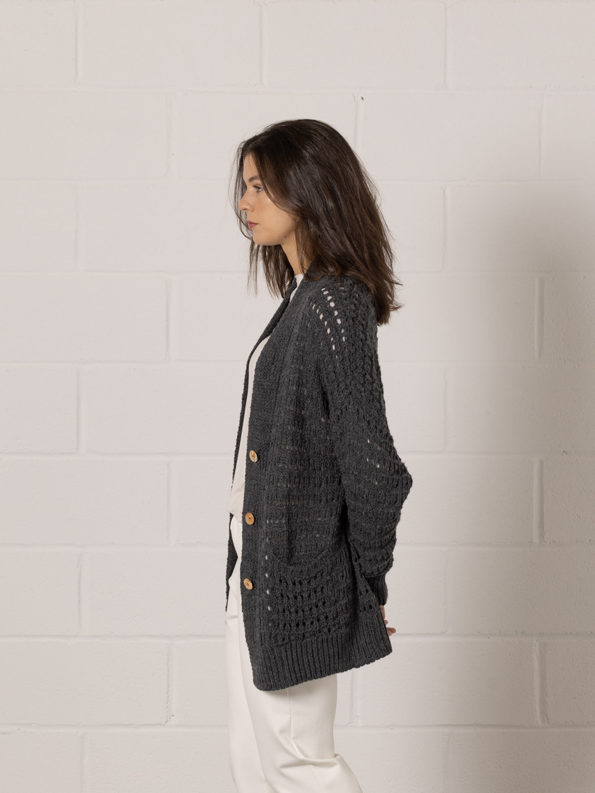 Oversized knitted jacket  Grey colour