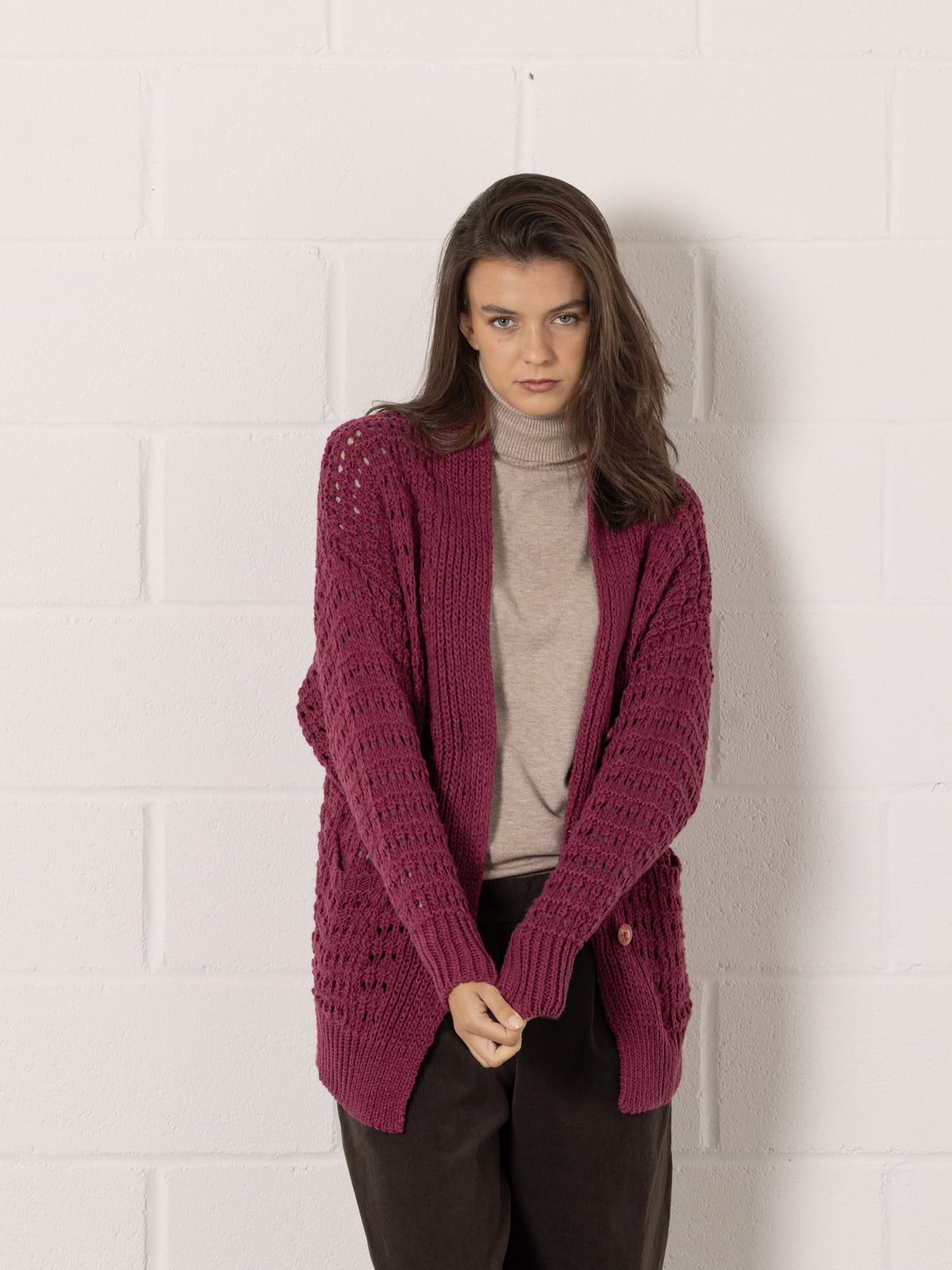 Oversized knitted jacket  Mallow colour