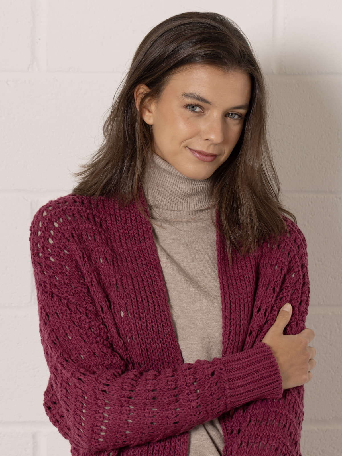 Chaqueta punto oversize color Malva