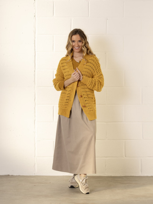 Oversized knitted jacket  Ocher colour