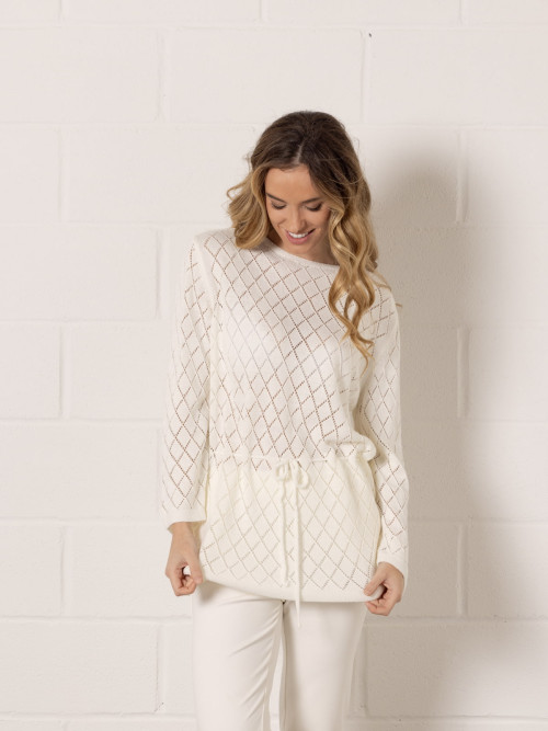 Adjustable rhombus sweater  Marfil colour