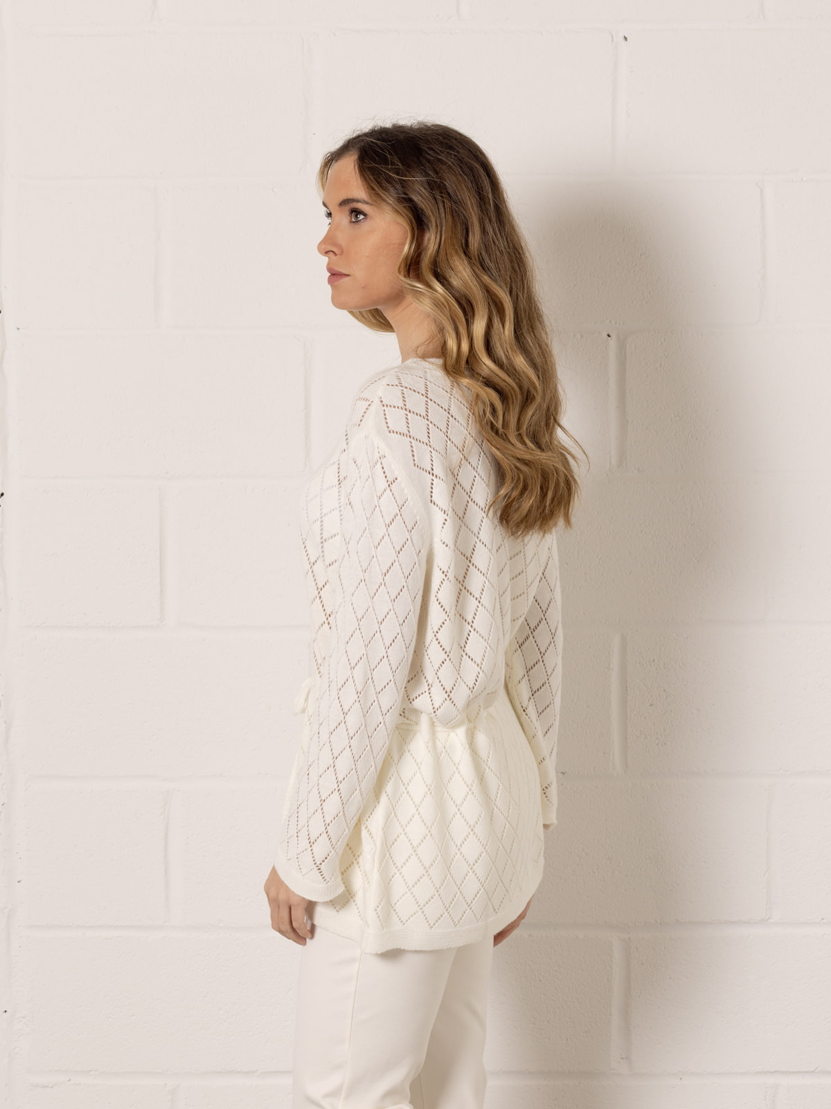 Adjustable rhombus sweater  Marfil colour