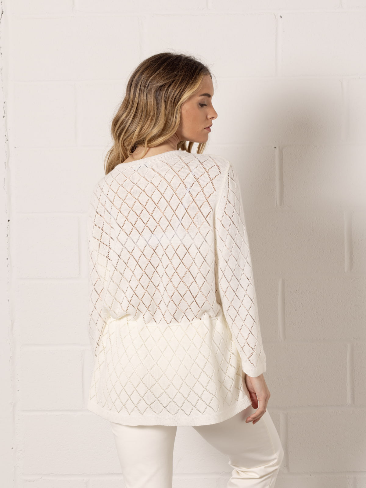 Adjustable rhombus sweater  Marfil colour