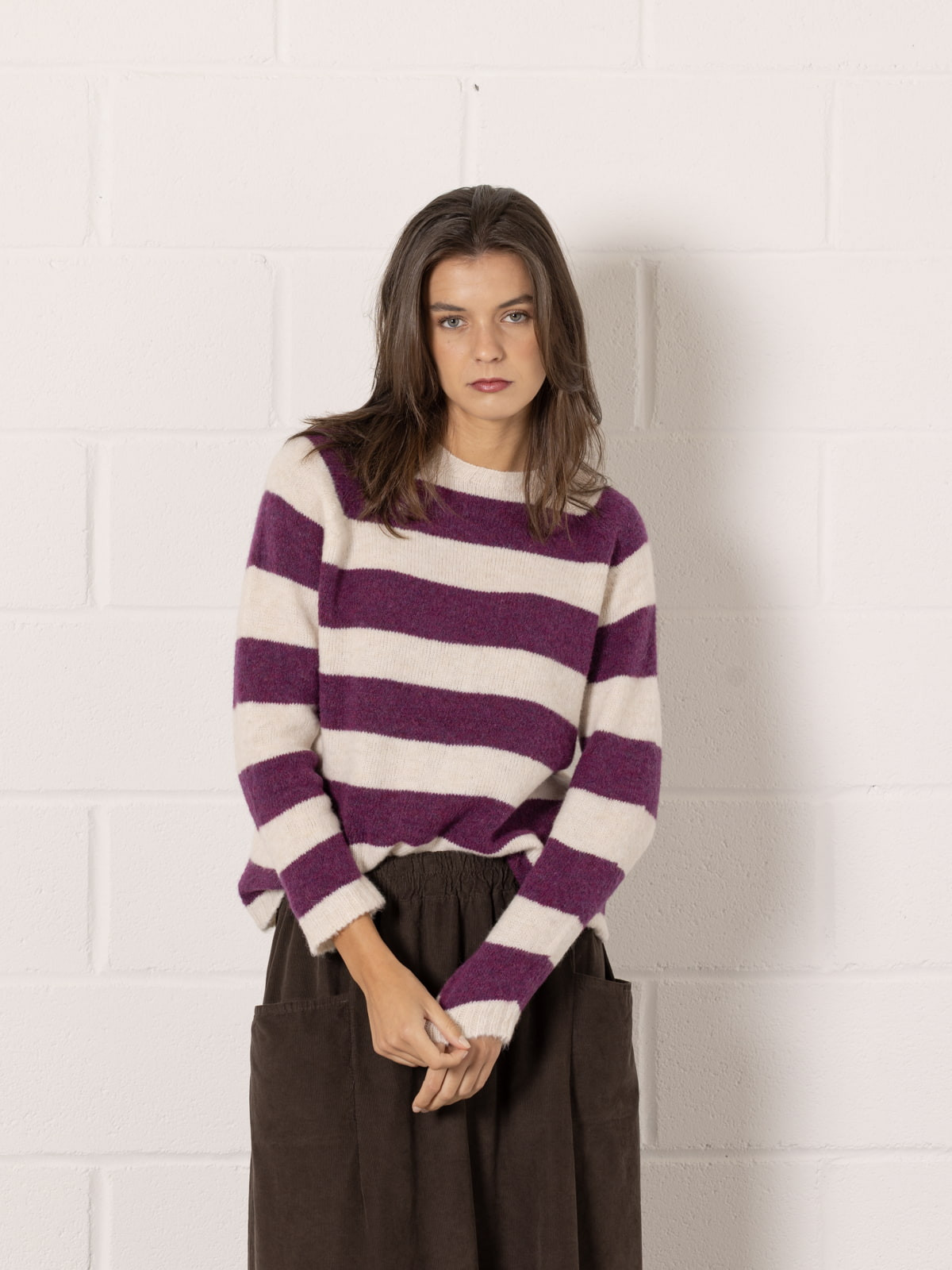 soft striped British jersey  Mallow colour