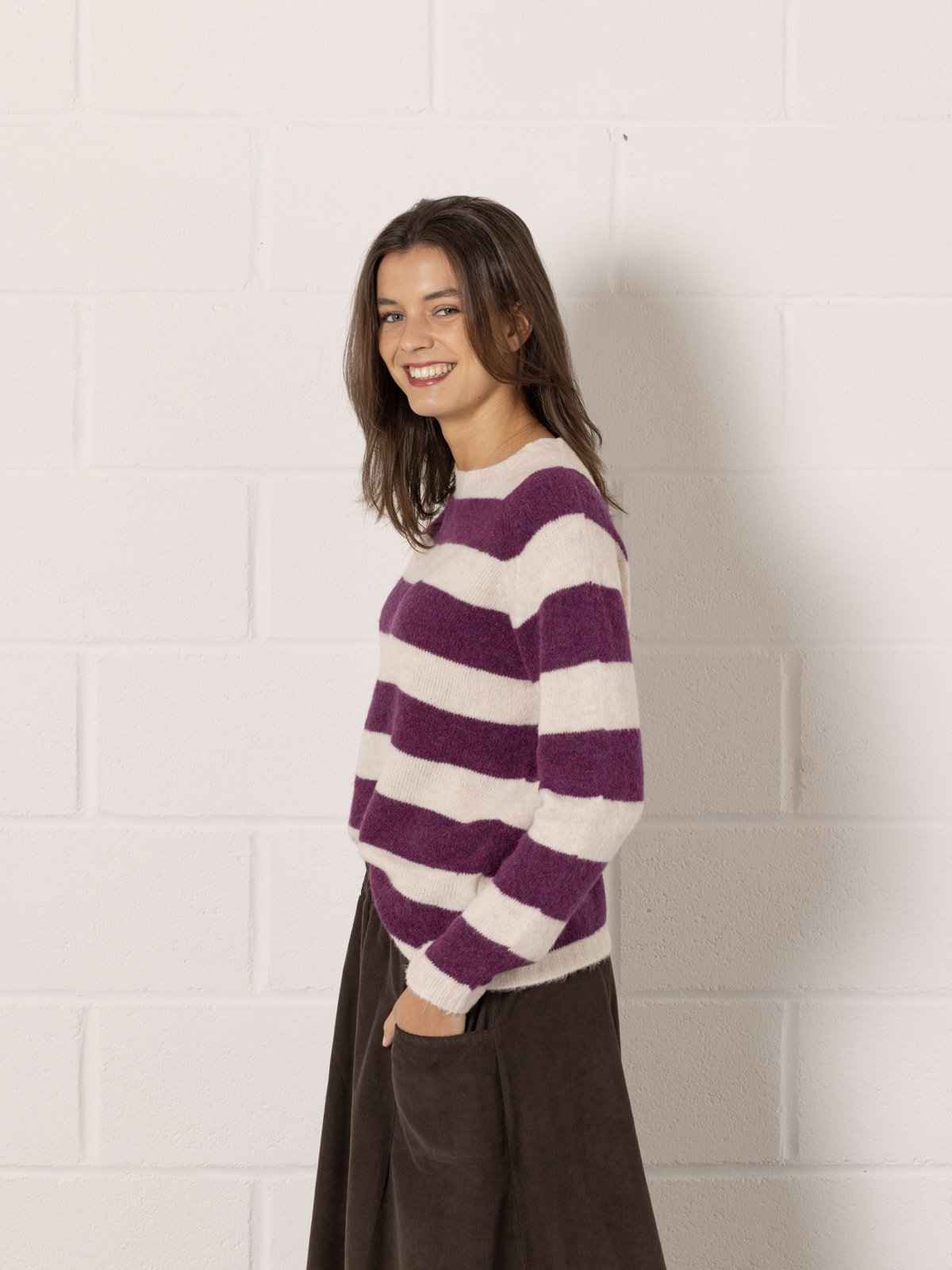 soft striped British jersey  Mallow colour