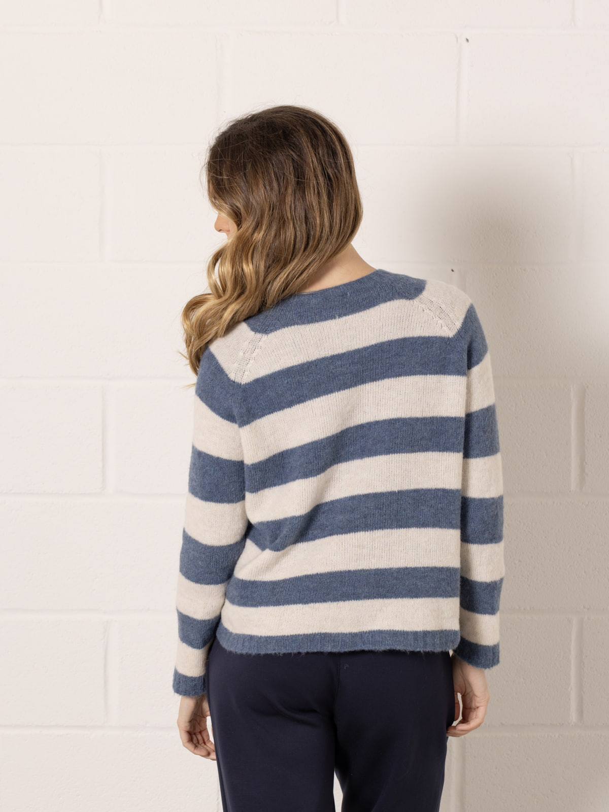 soft striped British jersey  Blue colour